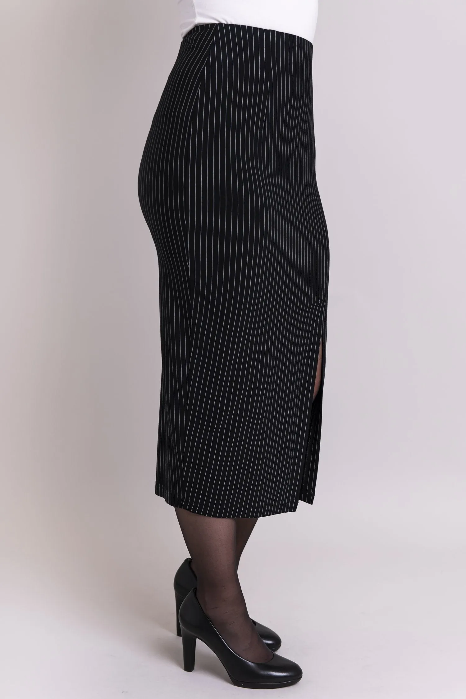 Eva Skirt, BW Pin Stripe, Bamboo - Final Sale