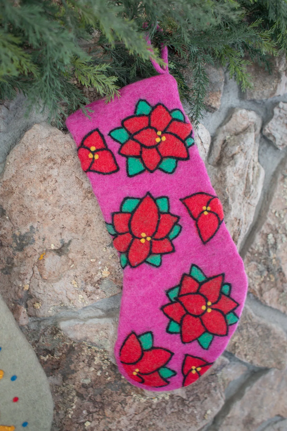 Felt Flowers Holiday Stocking