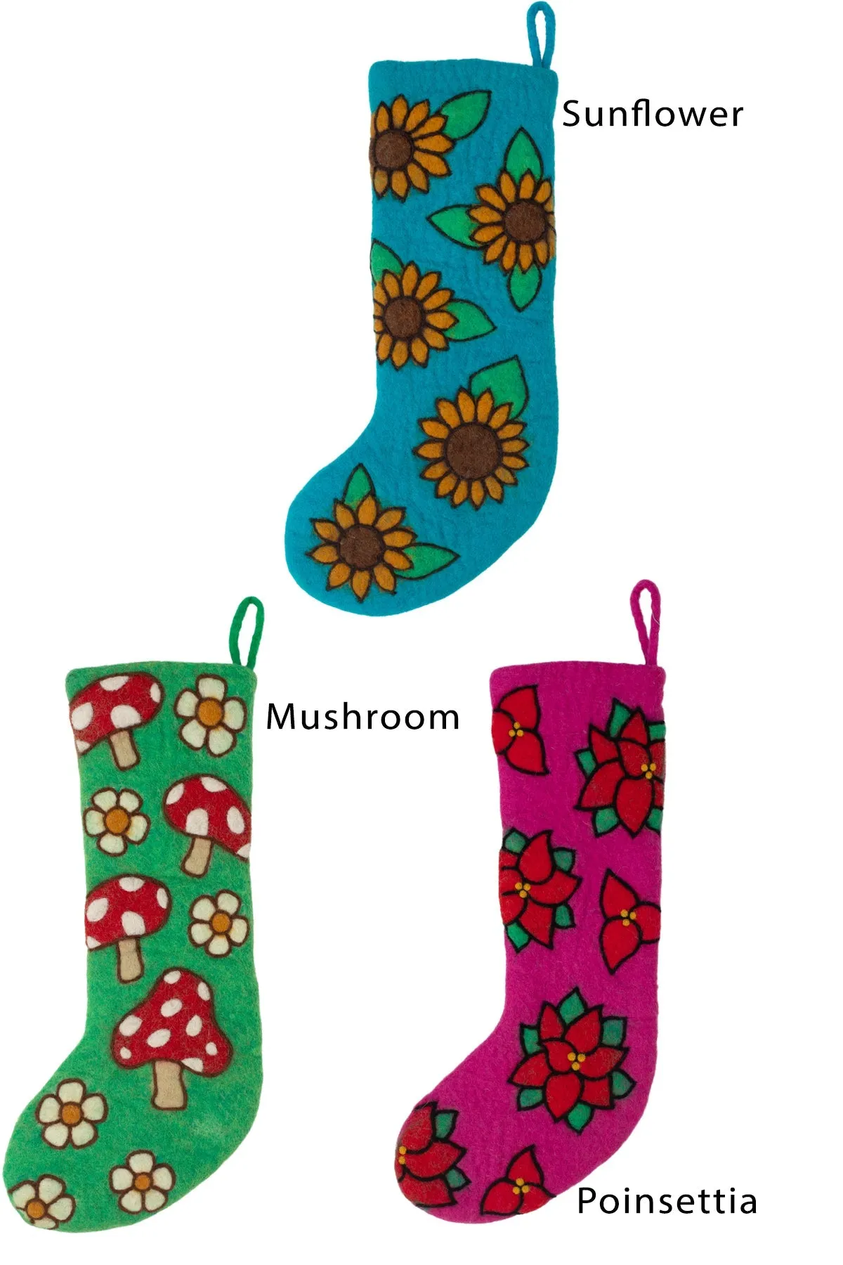 Felt Flowers Holiday Stocking