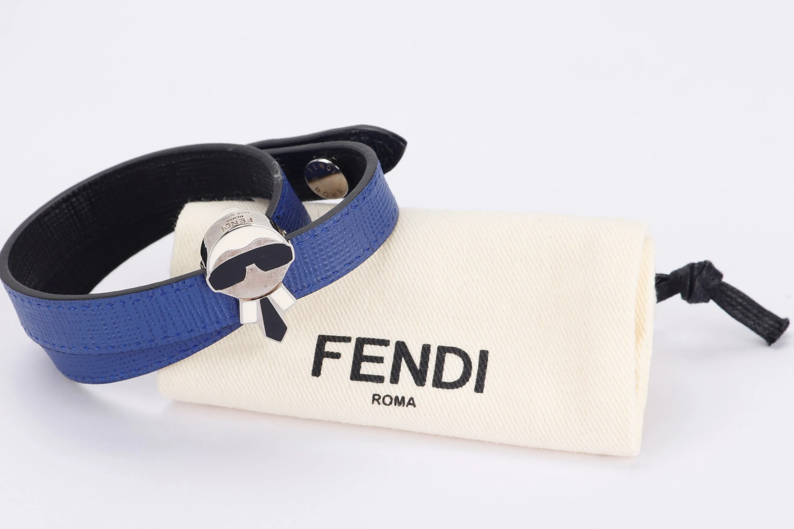 FENDI DOUBLE TOUR BLUE KARLITO BRACELET, WITH DUST COVER