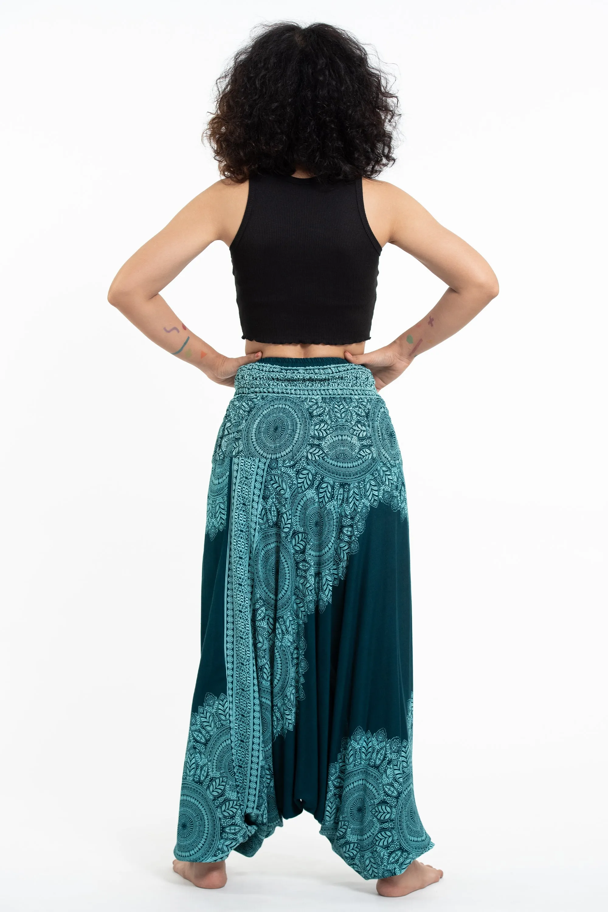 Floral Mandalas 2-in-1 Jumpsuit Harem Pants in Teal