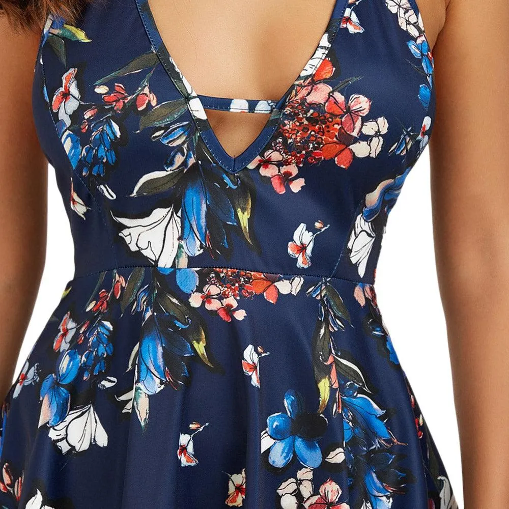 FLORAL OPEN BACK A-LINE MINI