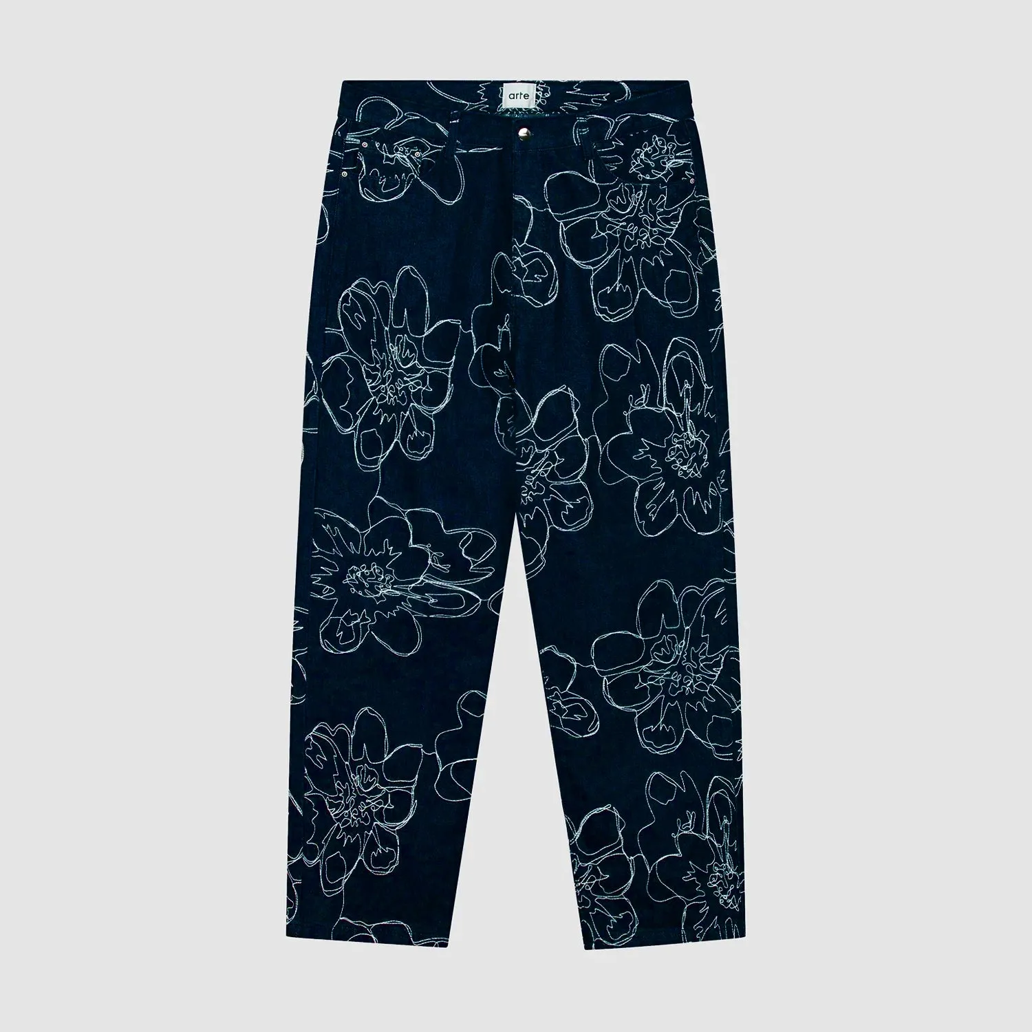 Flower Stitch Pants - Navy