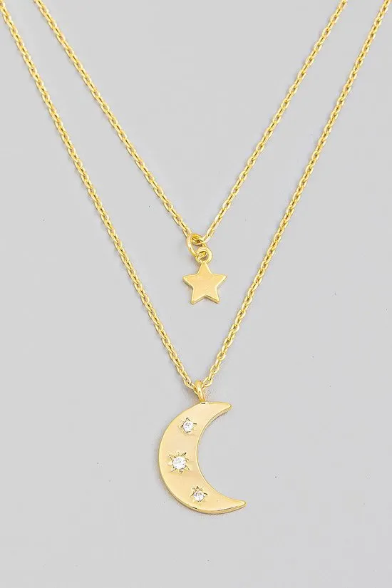 FMN169 Sun Moon Necklace Gold