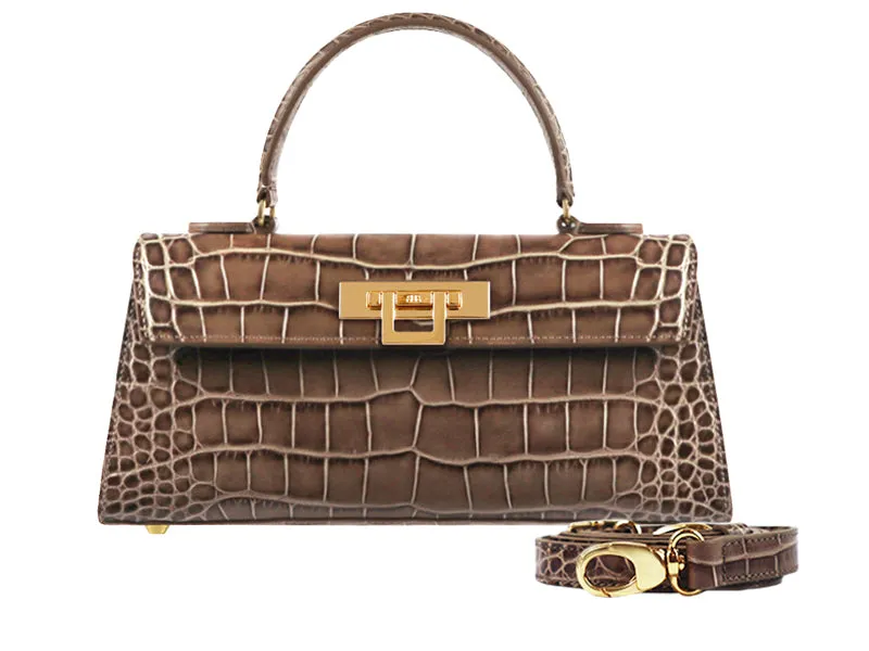 Fonteyn East West Orinoco 'Croc' Print Calf Leather Handbag - Taupe