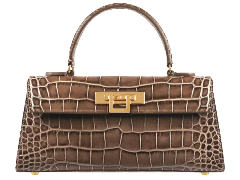 Fonteyn East West Orinoco 'Croc' Print Calf Leather Handbag - Taupe