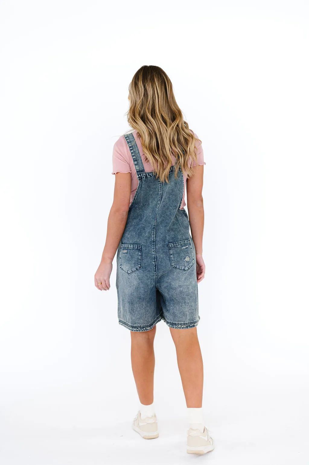 Frankie Denim Overall Shorts in Blue