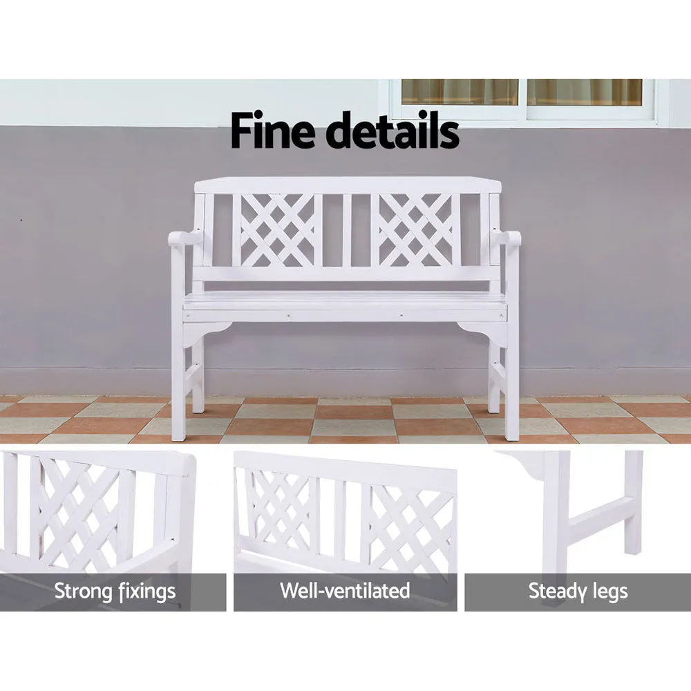 Gardeon Wooden Garden Bench 2 Seat Patio Furniture Timber Outdoor Lounge Chair White