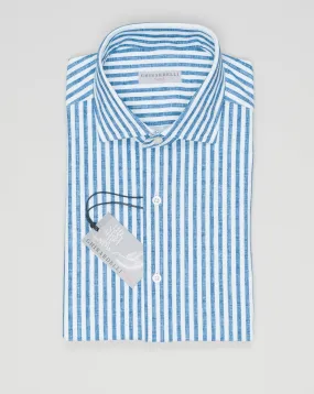 Ghirardelli Striped Stretch Shirt / Blue