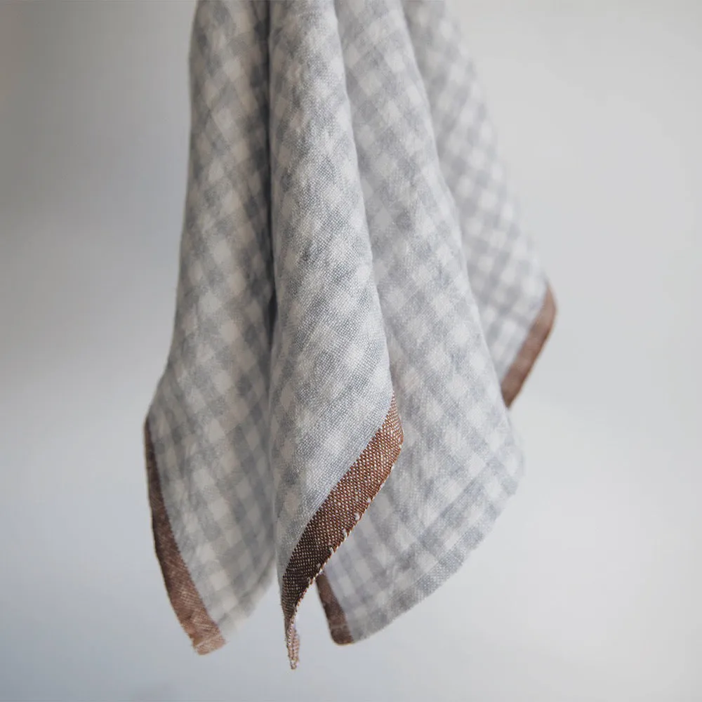 Gingham Linen Dish Towel - Dusty Blue