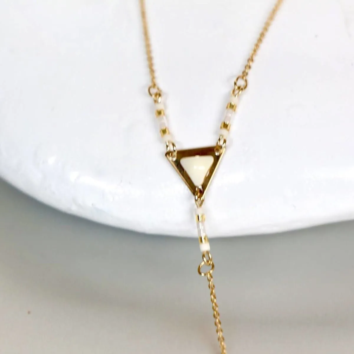 Gold And Black Necklace, Y And Lariat Necklace, Triangle Charm Necklace Minimalist Necklace, Dainty Chain Necklace, Gift Necklace, MN86