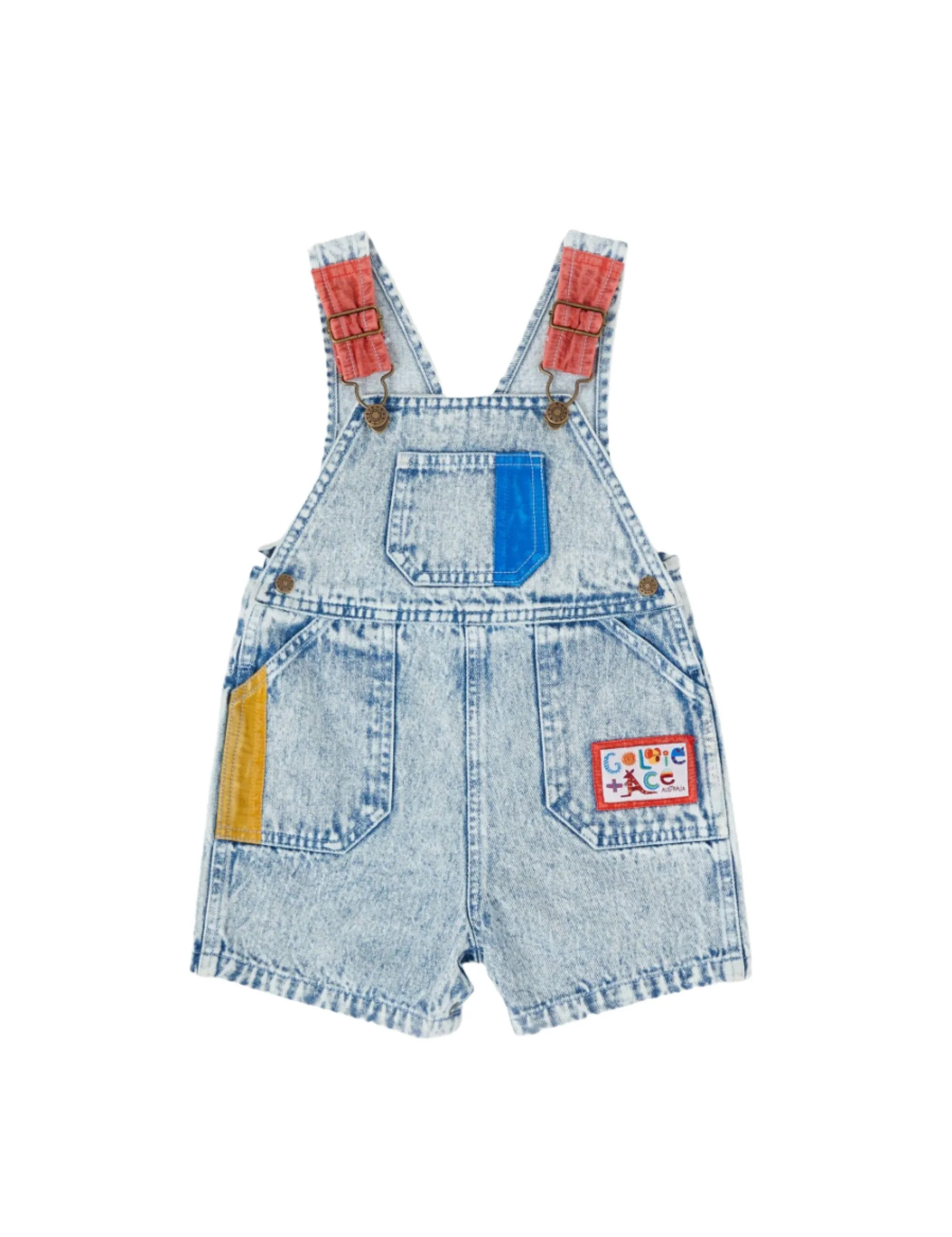 Goldie & Ace - Burton Colour Pop Cargo Denim Overalls Light Denim