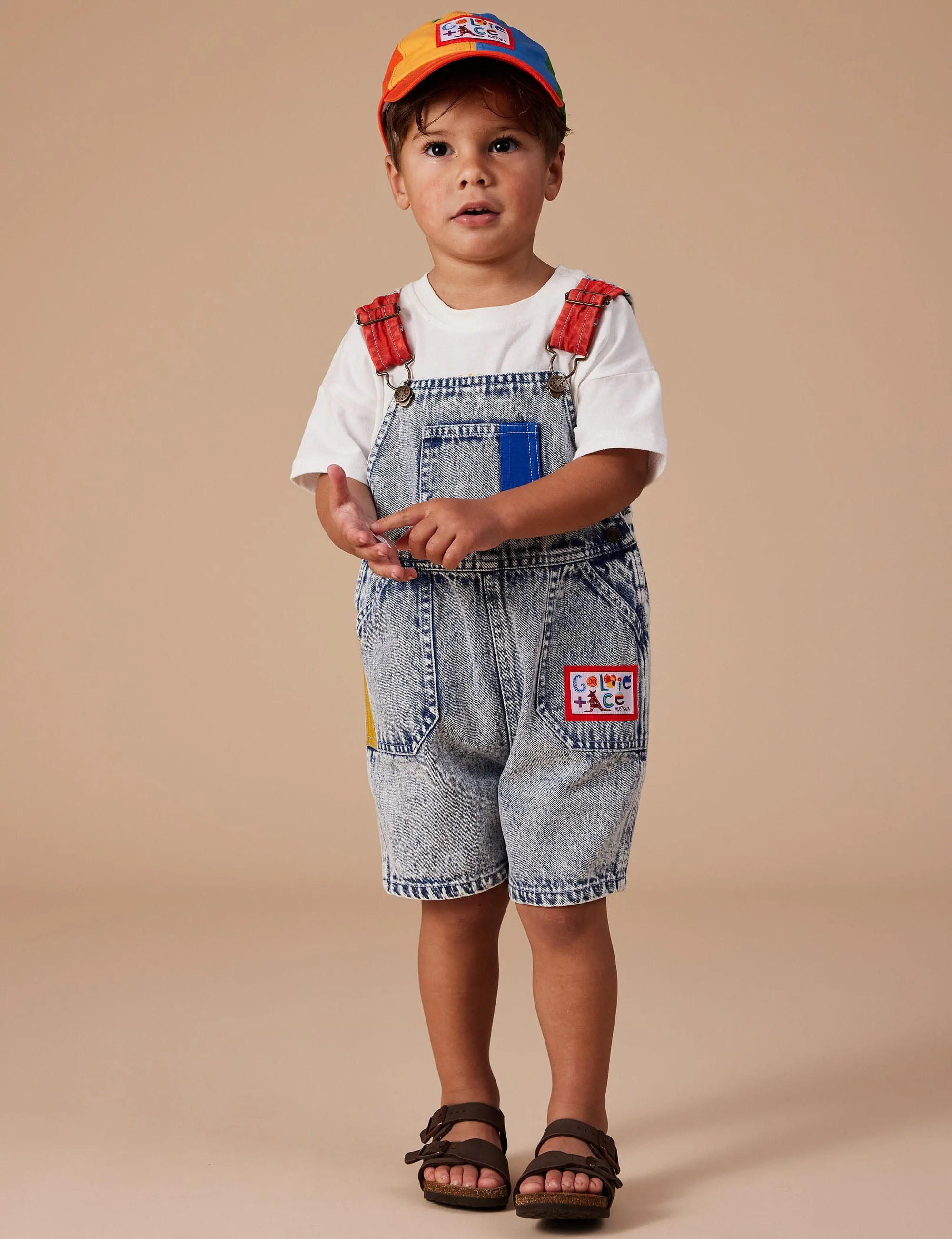 Goldie & Ace - Burton Colour Pop Cargo Denim Overalls Light Denim