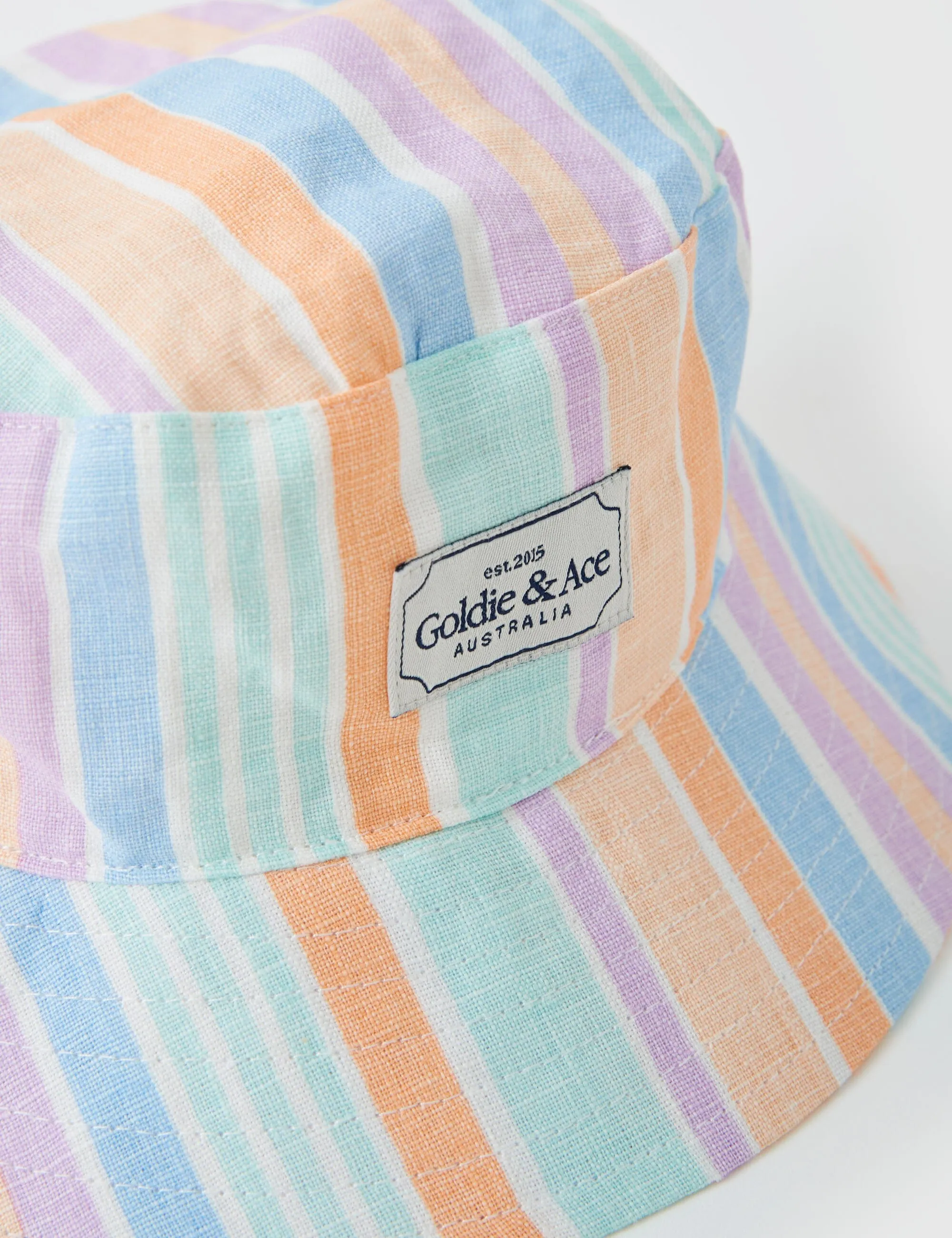 Goldie & Ace - Goldie Linen Bucket Hat Pastel Stripe