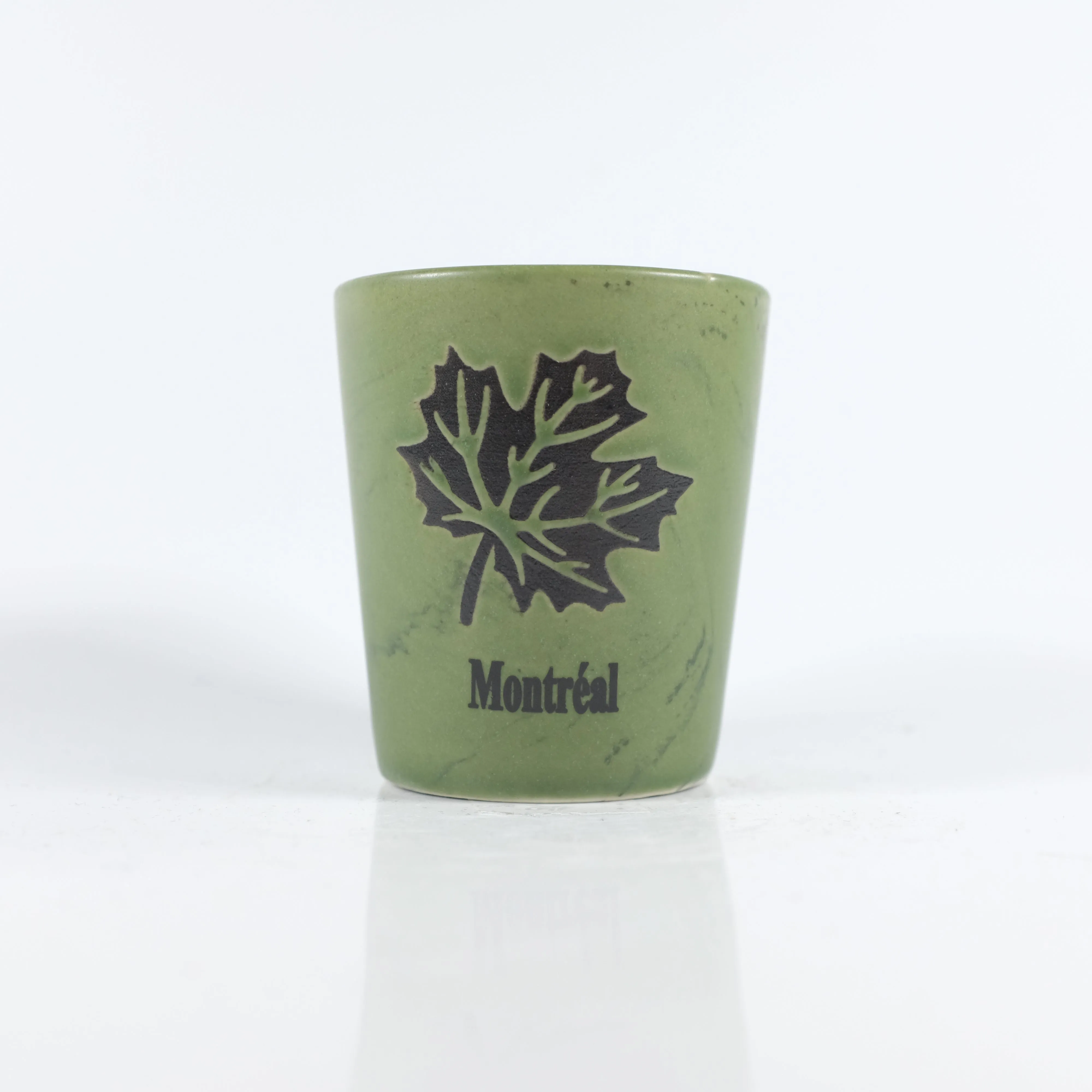 Green Ceramic Maple Leaf Shotglass