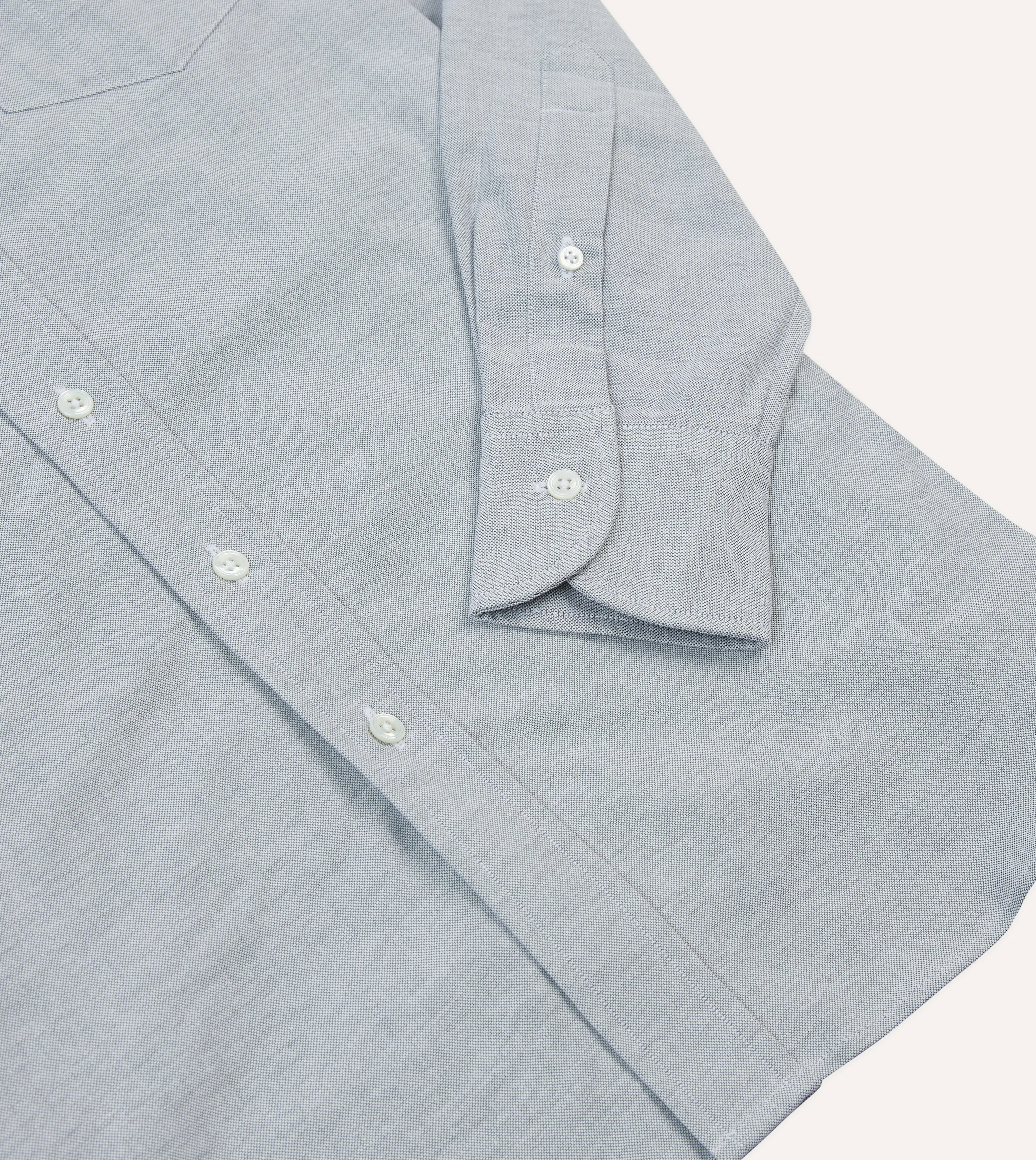 Grey Cotton Oxford Cloth Button-Down Shirt