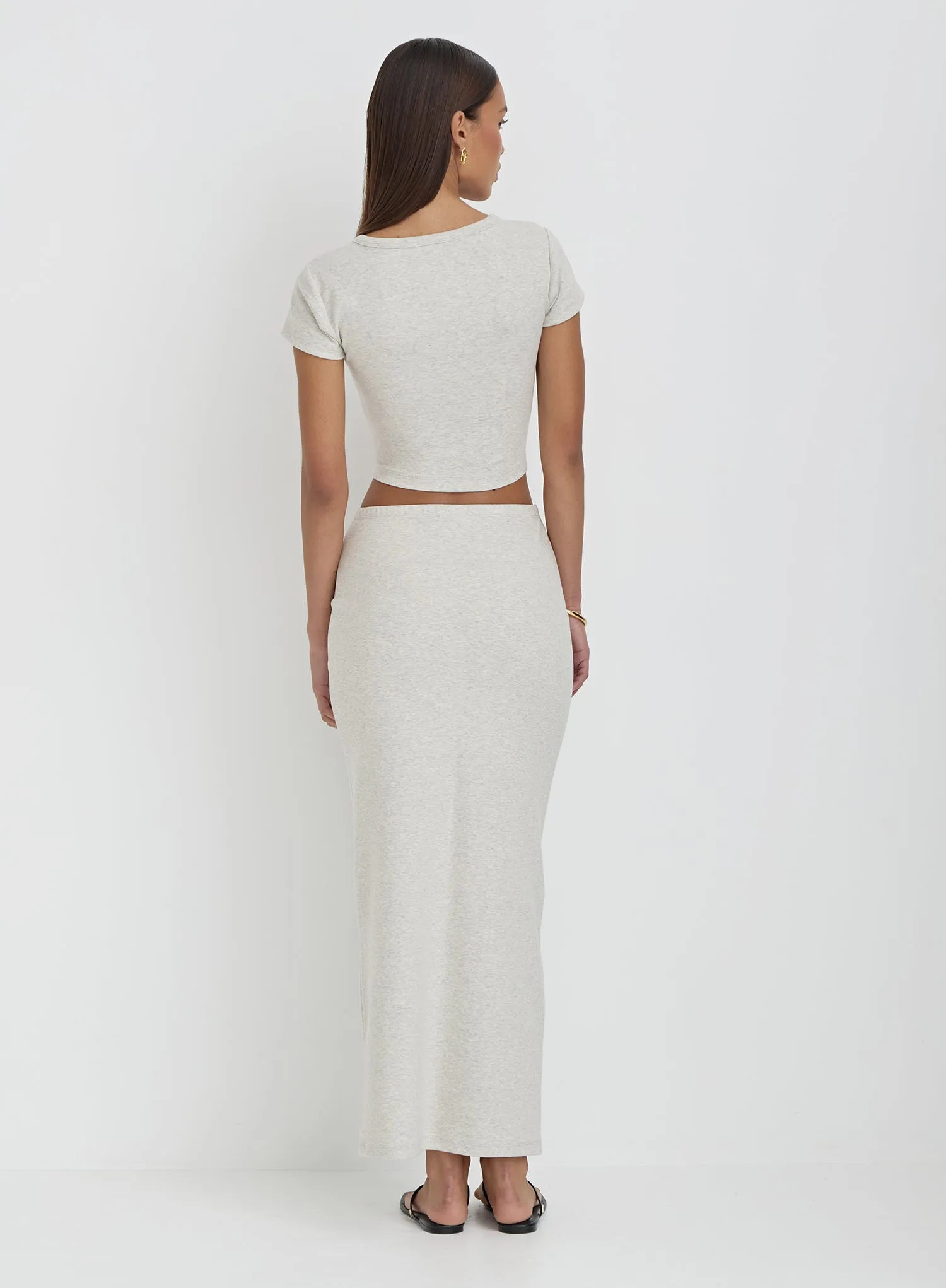 Grey Jersey Bodycon Maxi Skirt- Tillie