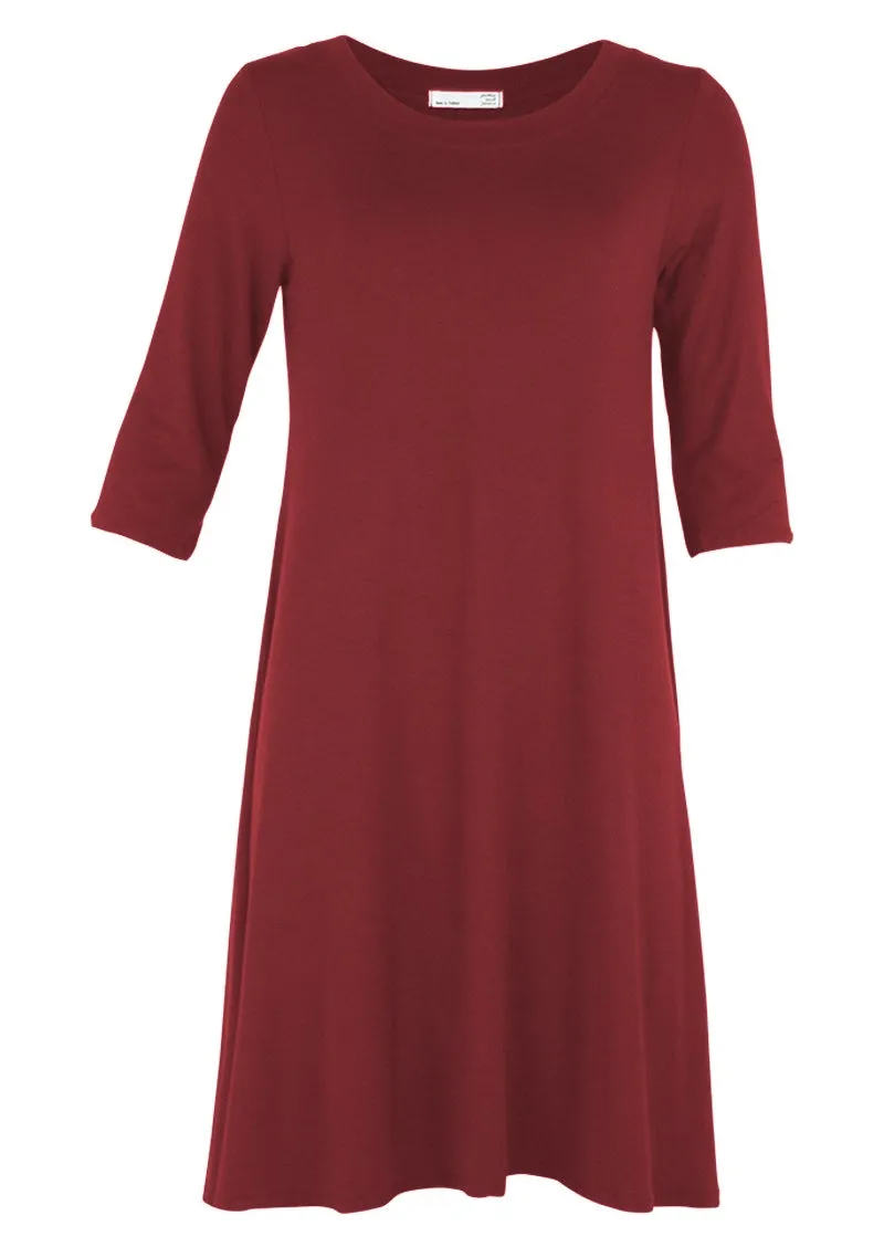 Half Sleeve Jersey Dress Maroon