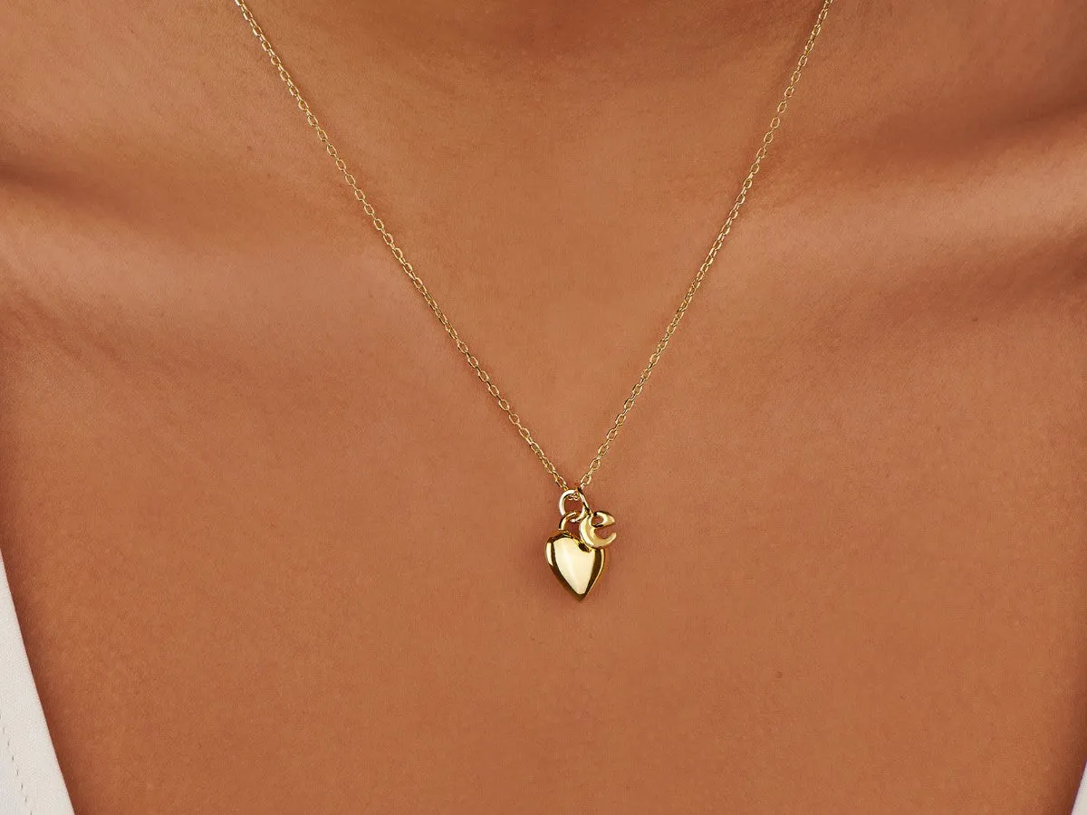 Heart Initial Necklace Set