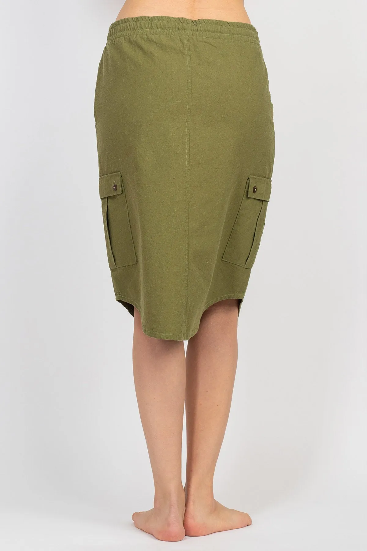 Hemp Cotton Midi Cargo Skirt