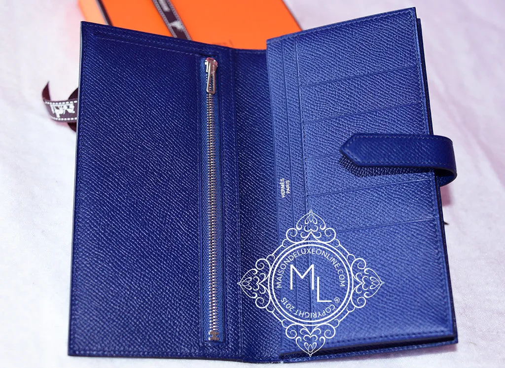 Hermes Blue Paradise & Bleu Saphir Bi-color Epsom Bearn Wallet