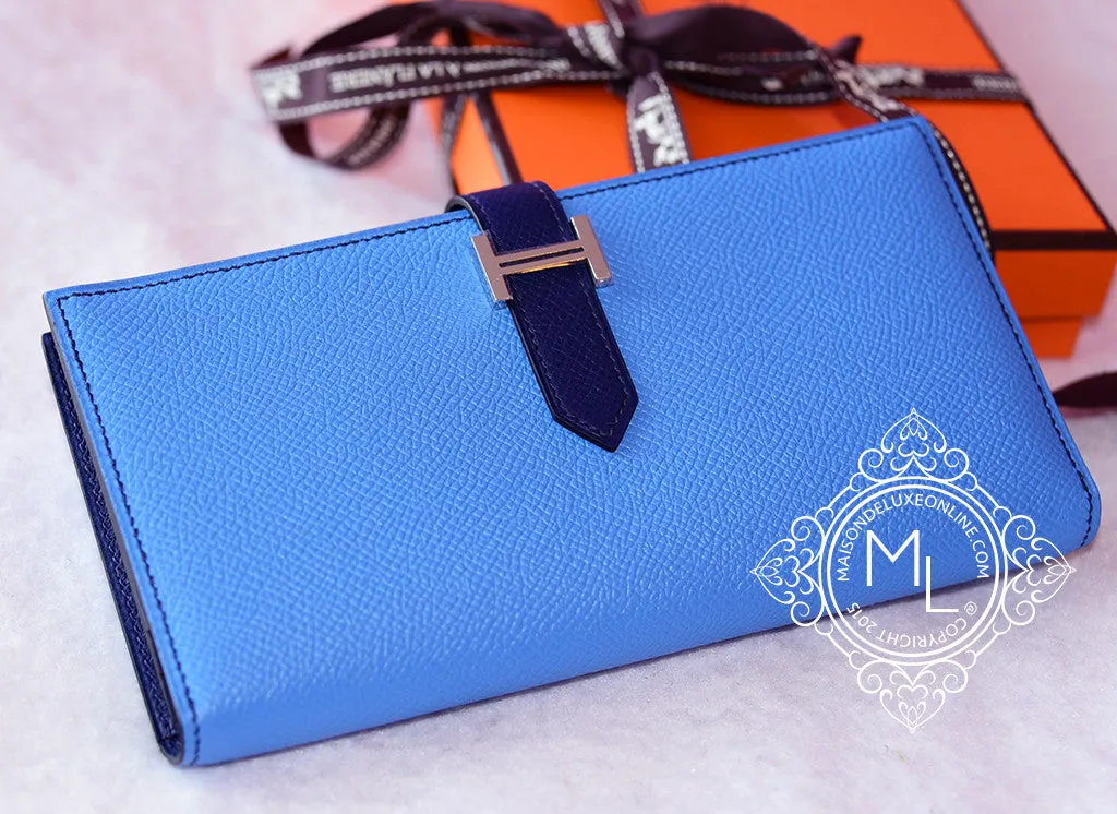 Hermes Blue Paradise & Bleu Saphir Bi-color Epsom Bearn Wallet