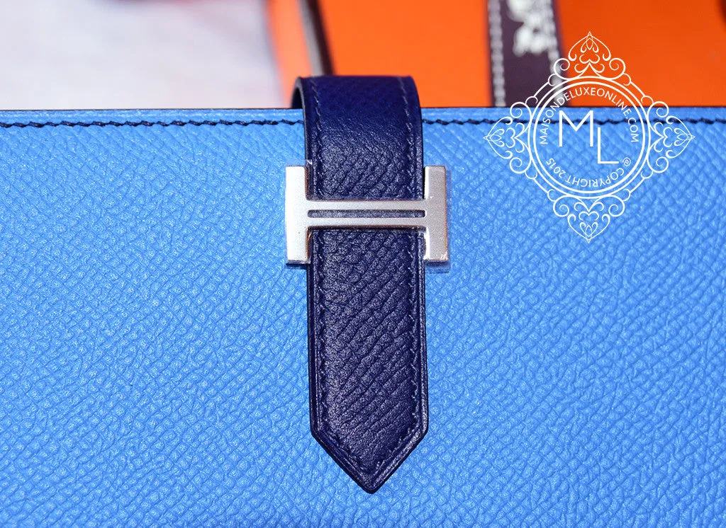 Hermes Blue Paradise & Bleu Saphir Bi-color Epsom Bearn Wallet