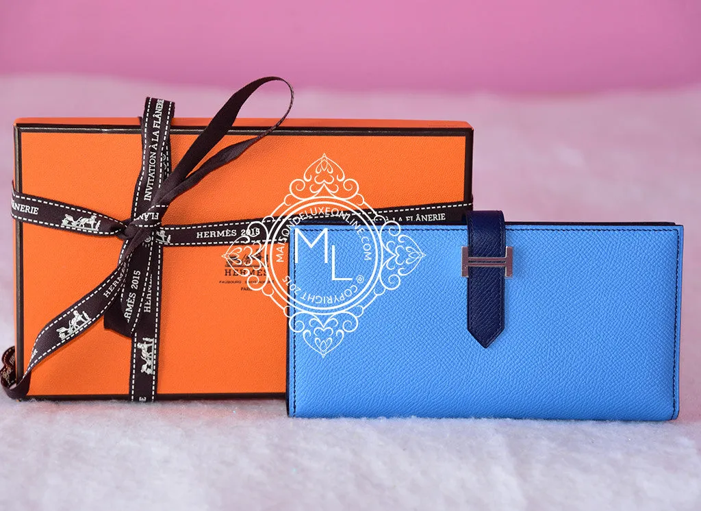 Hermes Blue Paradise & Bleu Saphir Bi-color Epsom Bearn Wallet