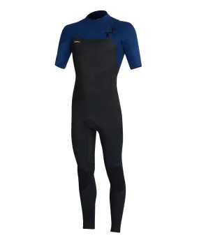 HyperFreak 2mm Short Arm Steamer Chest Zip Wetsuit - Black Marine