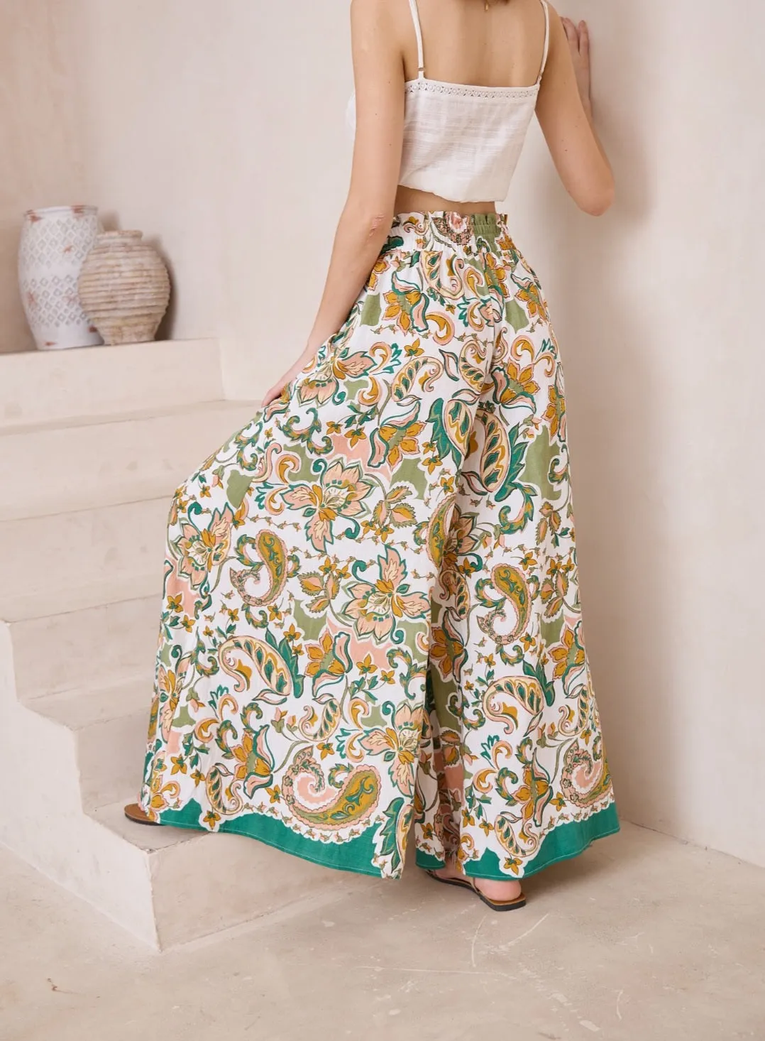 Iris Maxi - Palazzo Pants with Drawstring Waist - Amelia