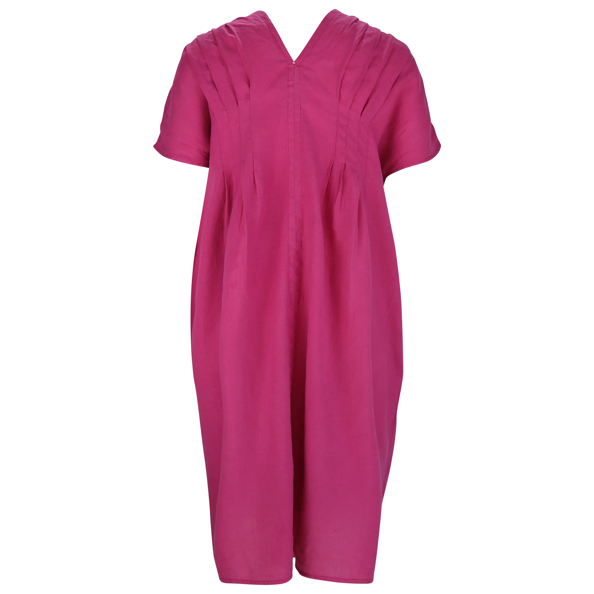 IS Laura V-neck Pleat Dress Fuschia 23