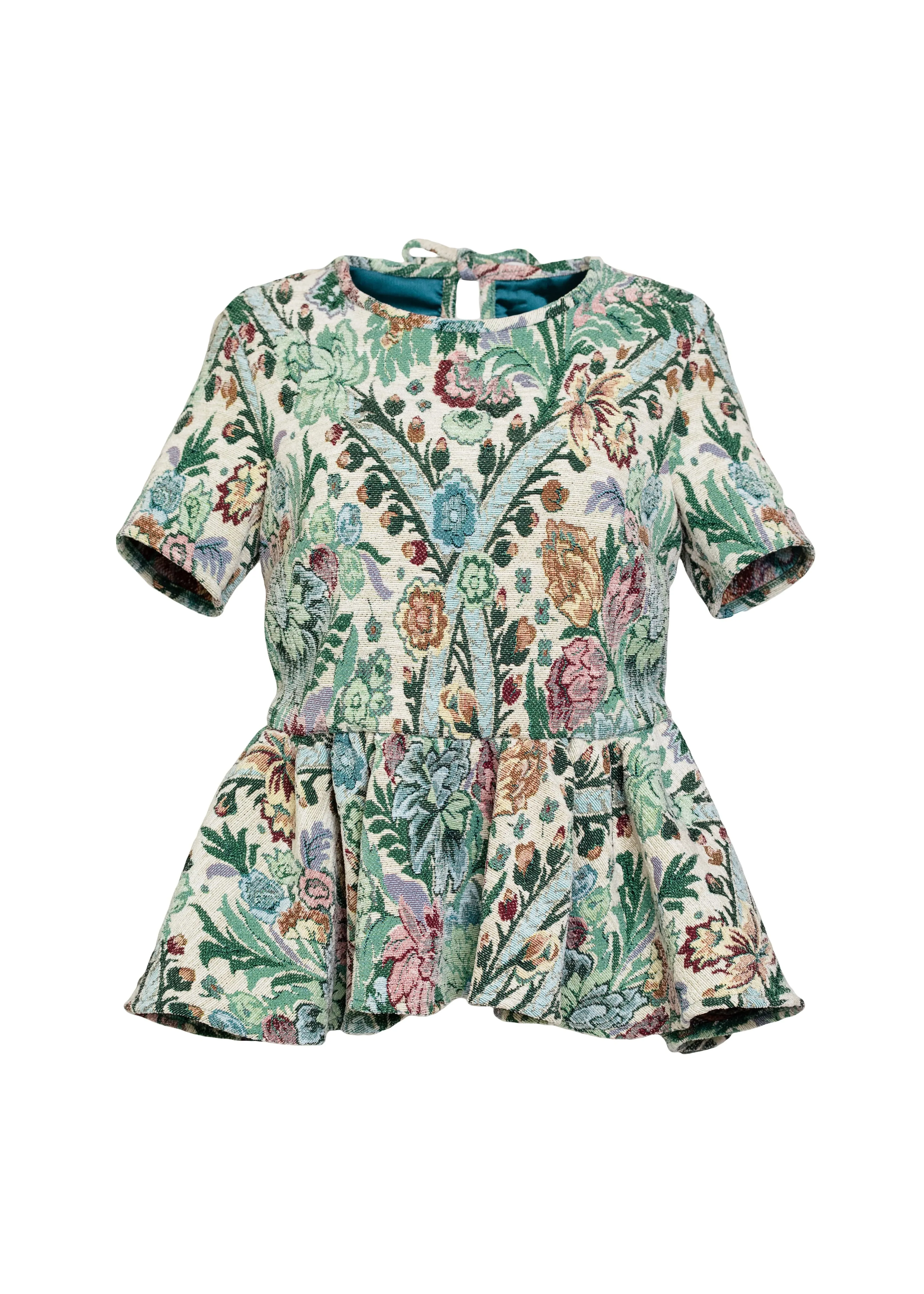 Jacquard Floral Short Sleeve Top