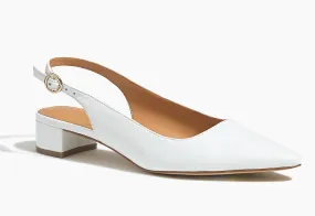 J.crew White Leather slingback block heels sandals