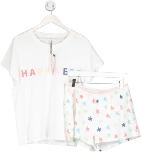 John Lewis White Happiness Slogan Cotton Shorty Pyjama Set UK 14