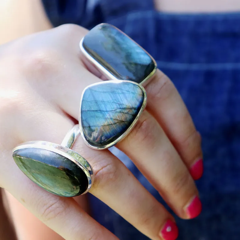 Kanti Labradorite Teardrop Ring