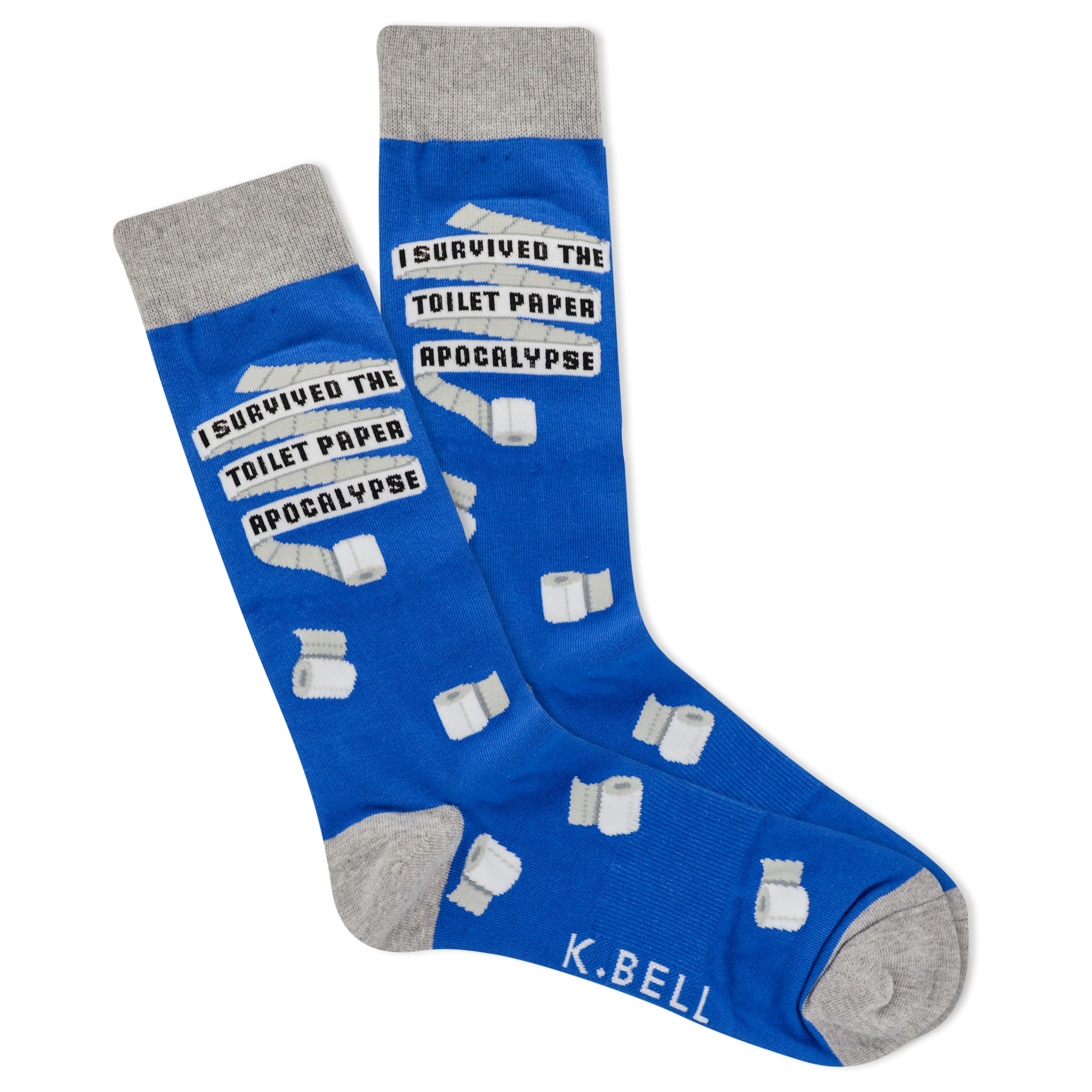 K.Bell Men's Toilet Paper Apocalypse Crew Socks