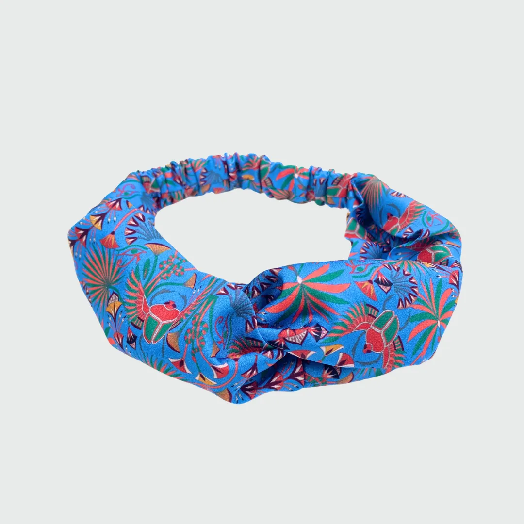 Khepri Print Blue Twist Knot Headband