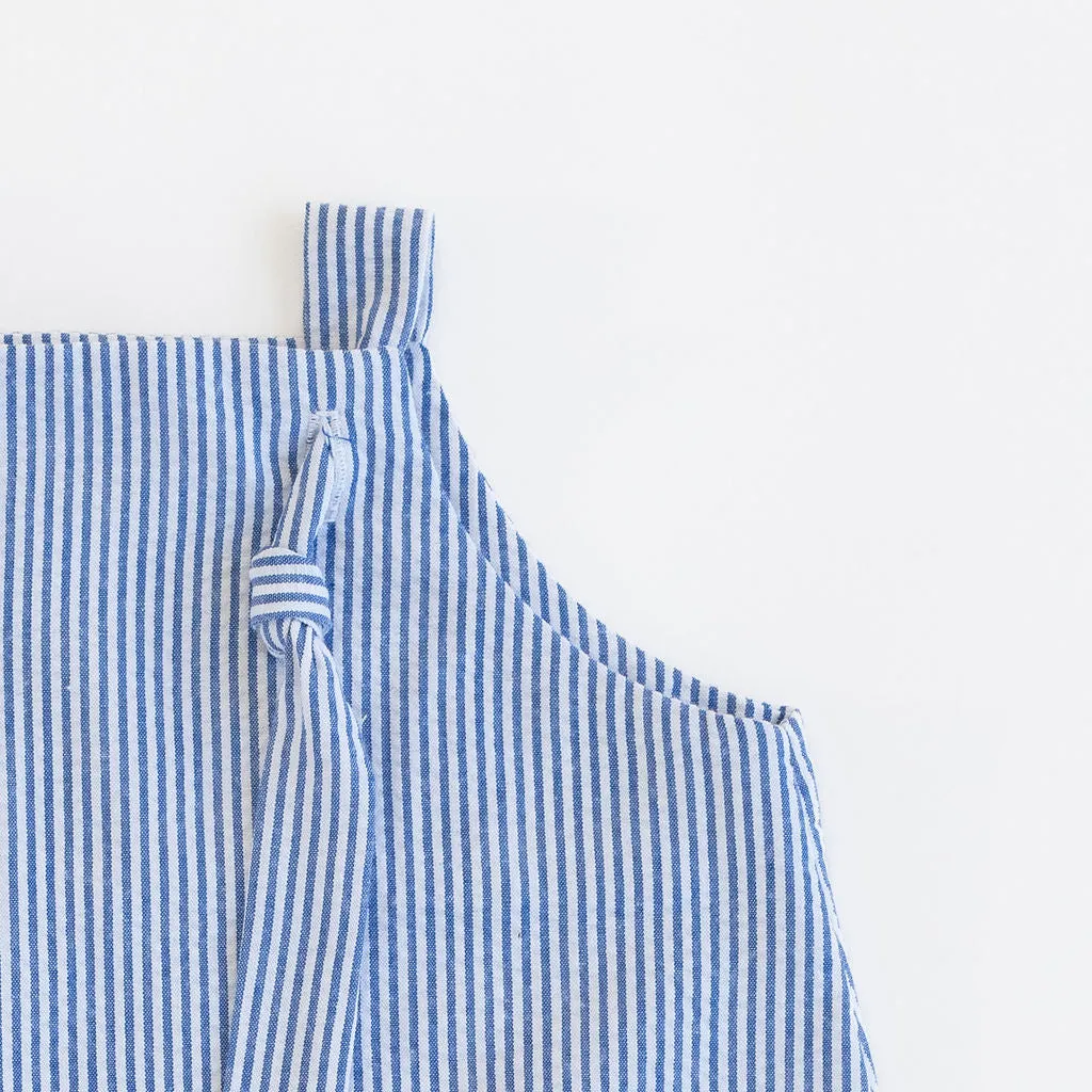 Knotted Shortall in Azure Seersucker