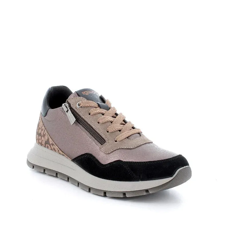 Ladies IGI & Co Lace Up Trainers Sneakers Bronze Combo Zip 6672566