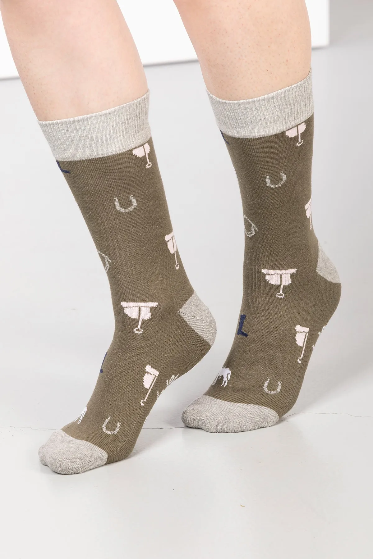 Ladies Pony Print Ankle Socks