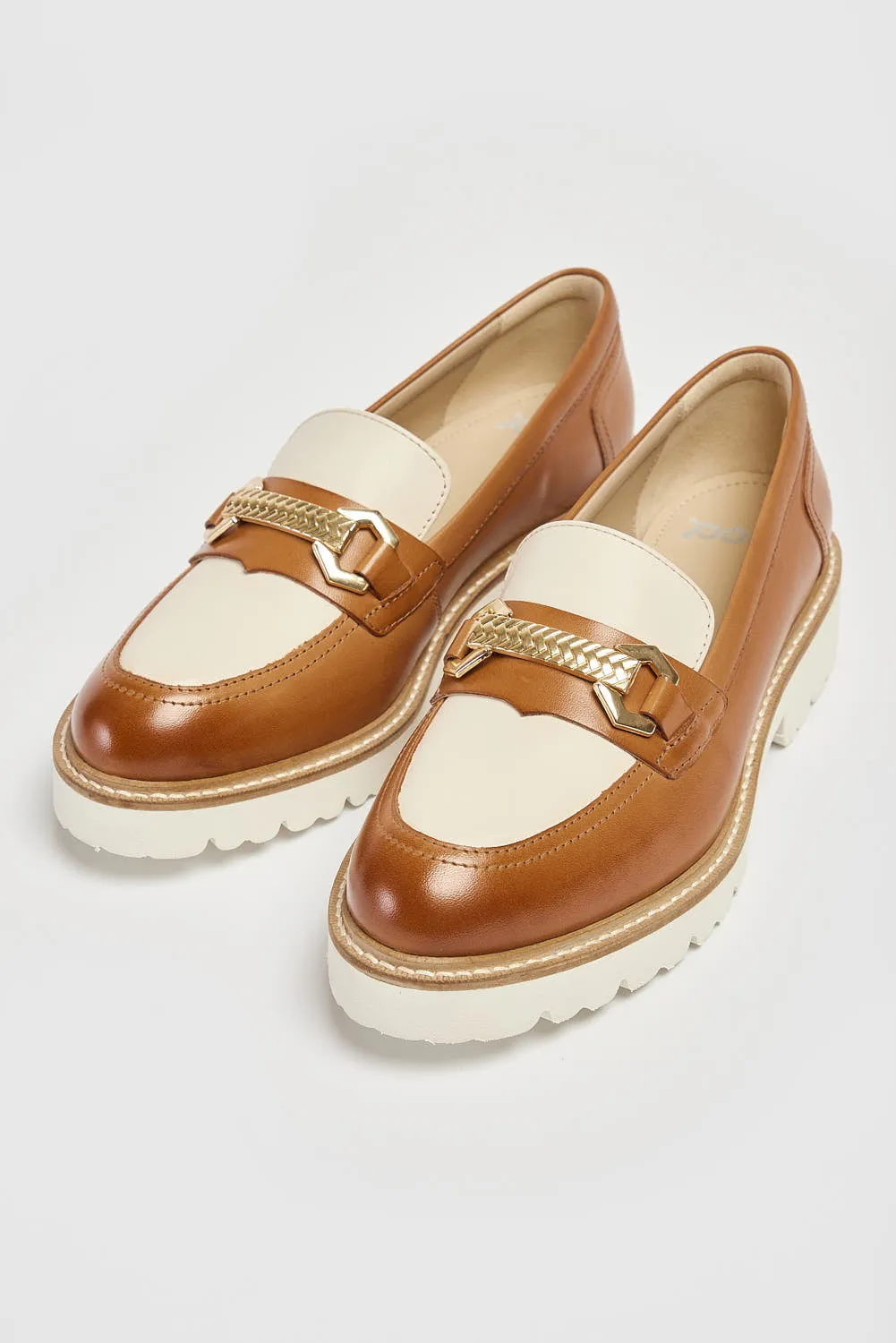 Ladies Slip On Loafers Pod Leather Ladies Shoes Tan Kendal sale