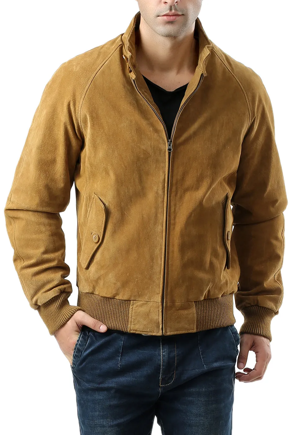 Landing Leathers Men WWII Suede Leather Bomber Jacket