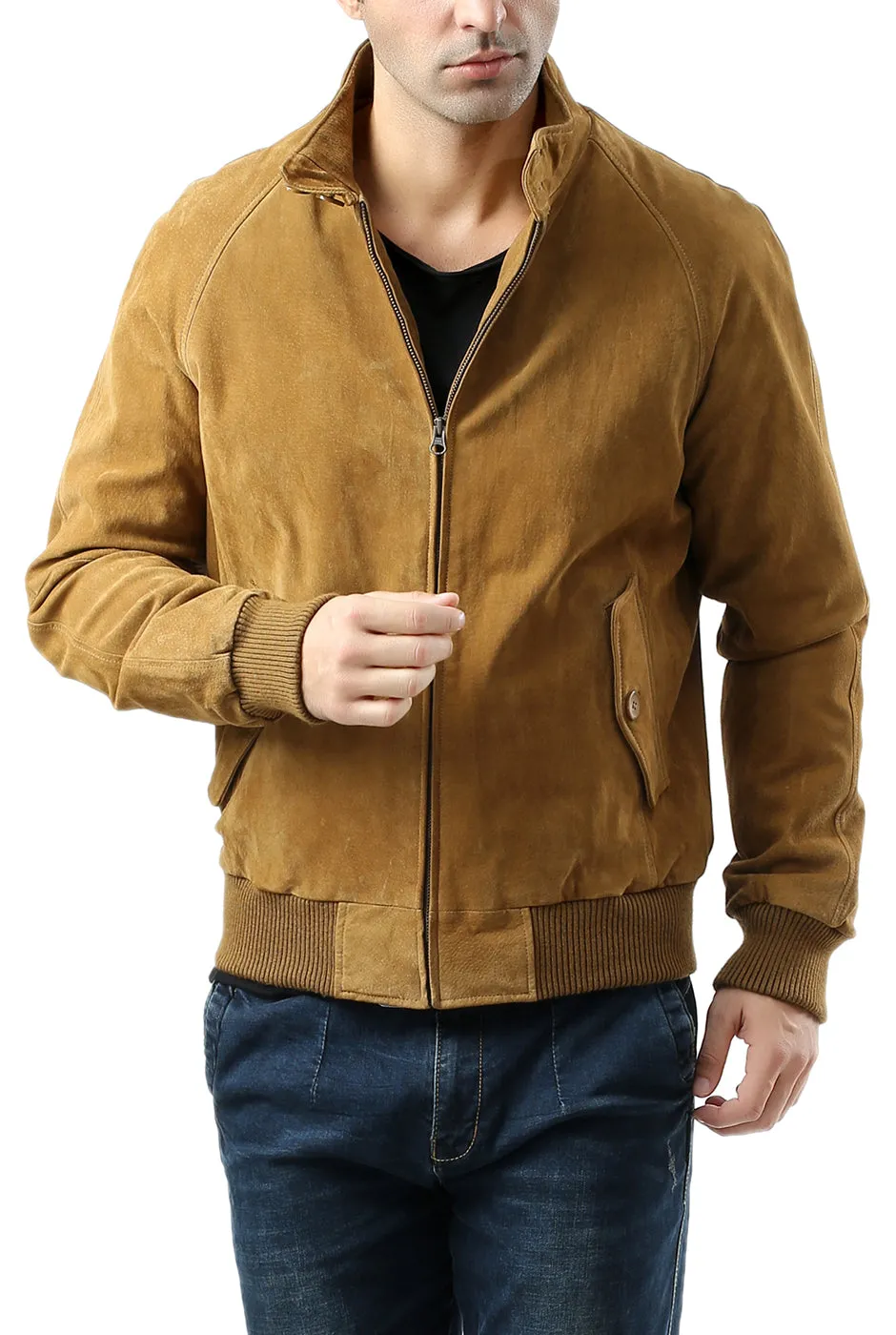 Landing Leathers Men WWII Suede Leather Bomber Jacket