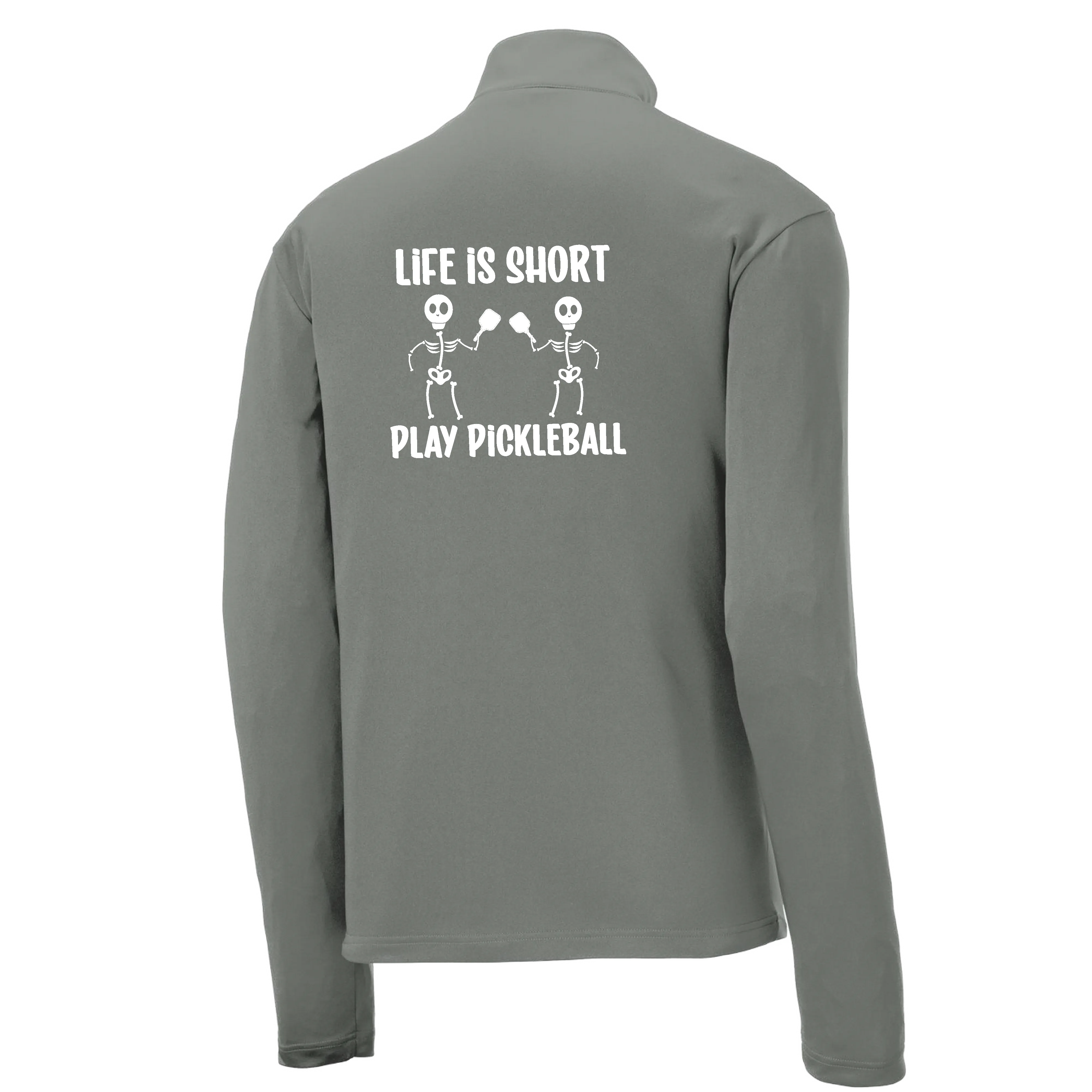 Life is Short Skeletons | Men's 1/4 Zip Long Sleeve Pullover Athletic Shirt | 100% Polyester