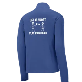 Life is Short Skeletons | Men's 1/4 Zip Long Sleeve Pullover Athletic Shirt | 100% Polyester