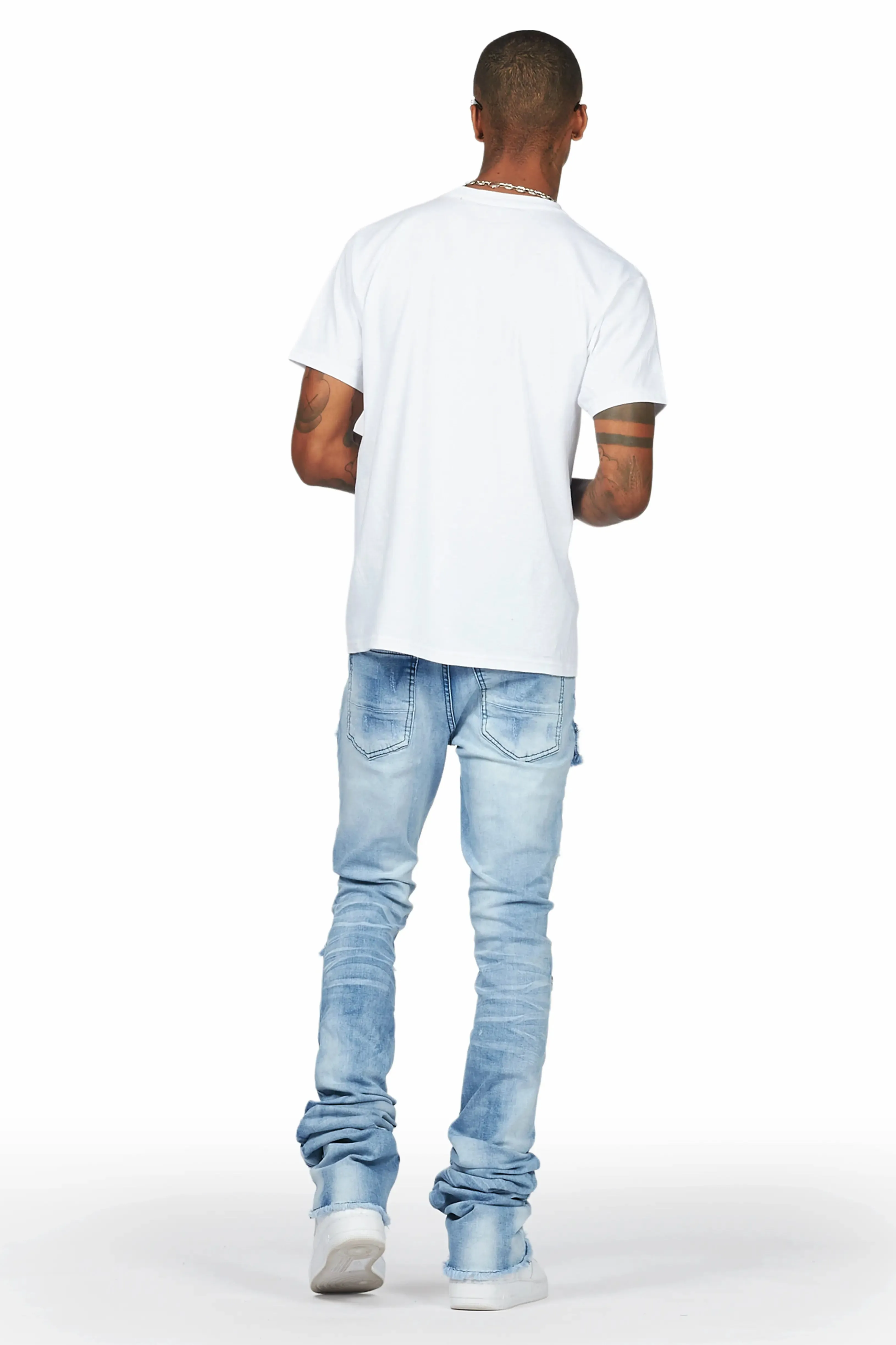 Light Blue Super Stacked Flare Jean for men