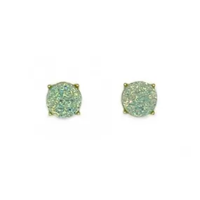 Light Green Druzy Round Stud Earrings