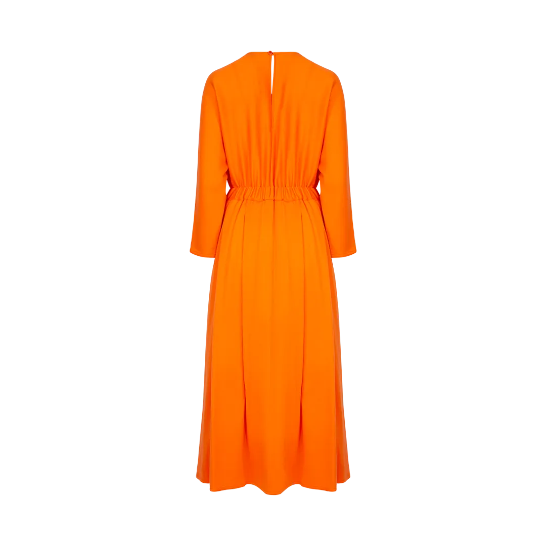 Long Sleeve Midi Dress with Round Neckline