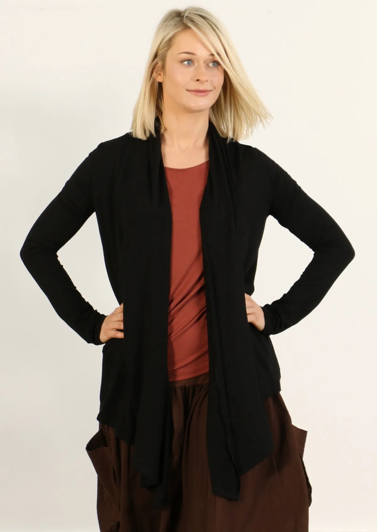 Long Sleeve Stretch Cardi Black