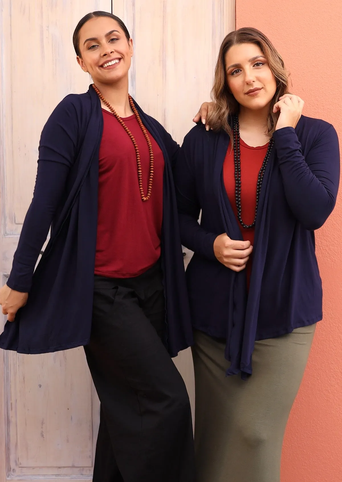 Long Sleeve Stretch Cardi Navy Blue